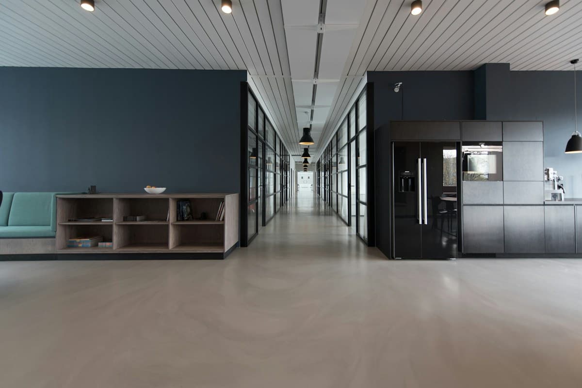 Stocked, organized modern workplace office environment